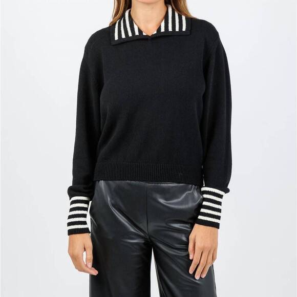 NEW FRAME sailor pullover sweater in black multi